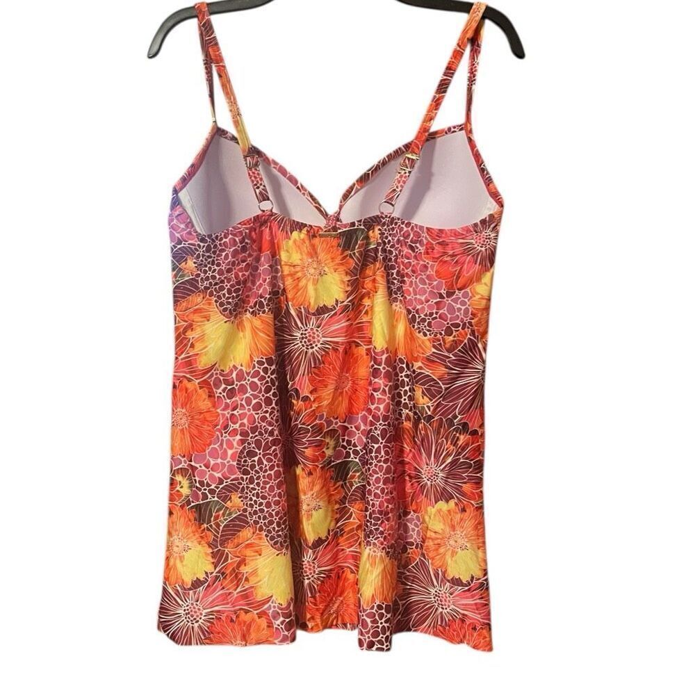 Simply Fit Floral Swim Dress Swimsuit Sz L NWT Slimming Padded Adjustable Straps - Picture 2 of 4